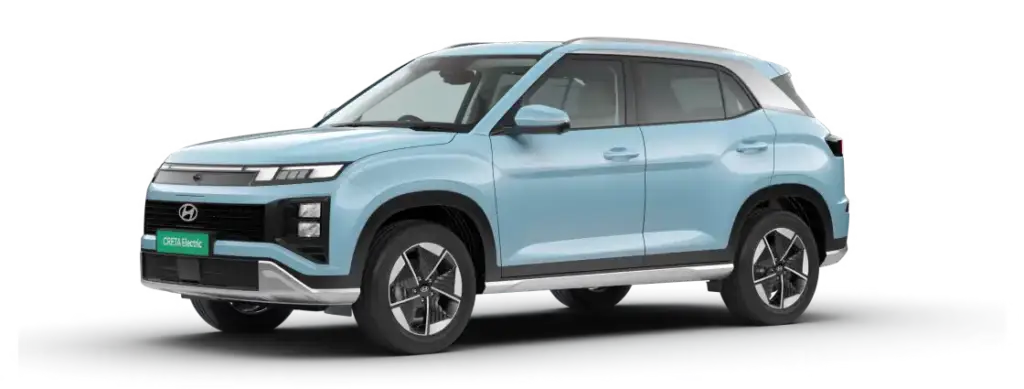 Front-side view of Hyundai Creta EV 2025 showcasing its electric SUV design and features in India