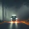 car in forest