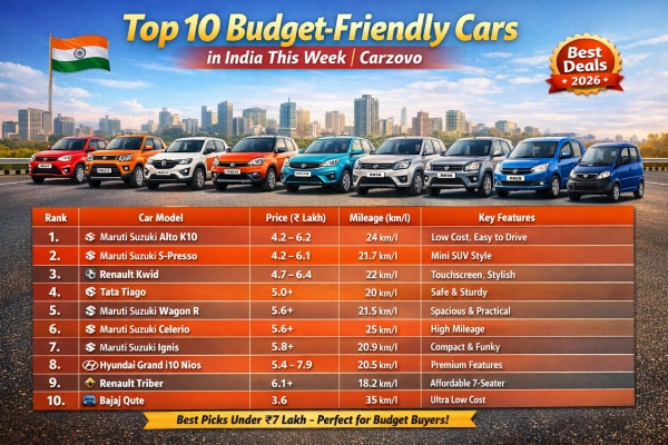 top 10 Budget Friendly Car | Carzovo