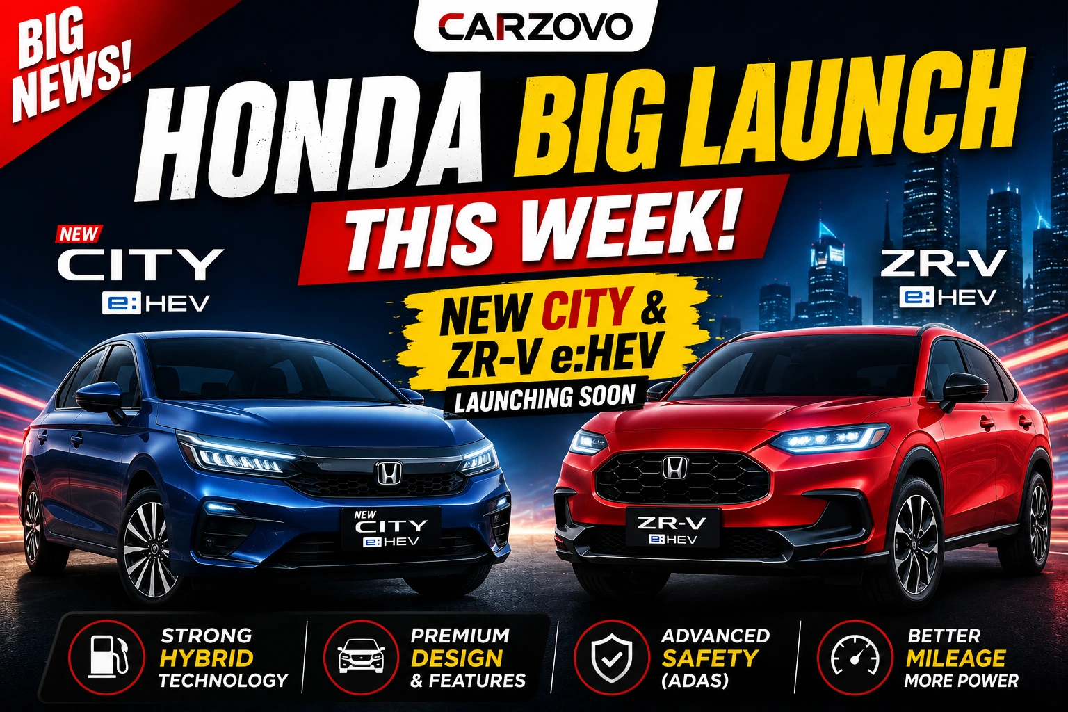 New Honda city faclift and ZRV launch Soon - carzovo