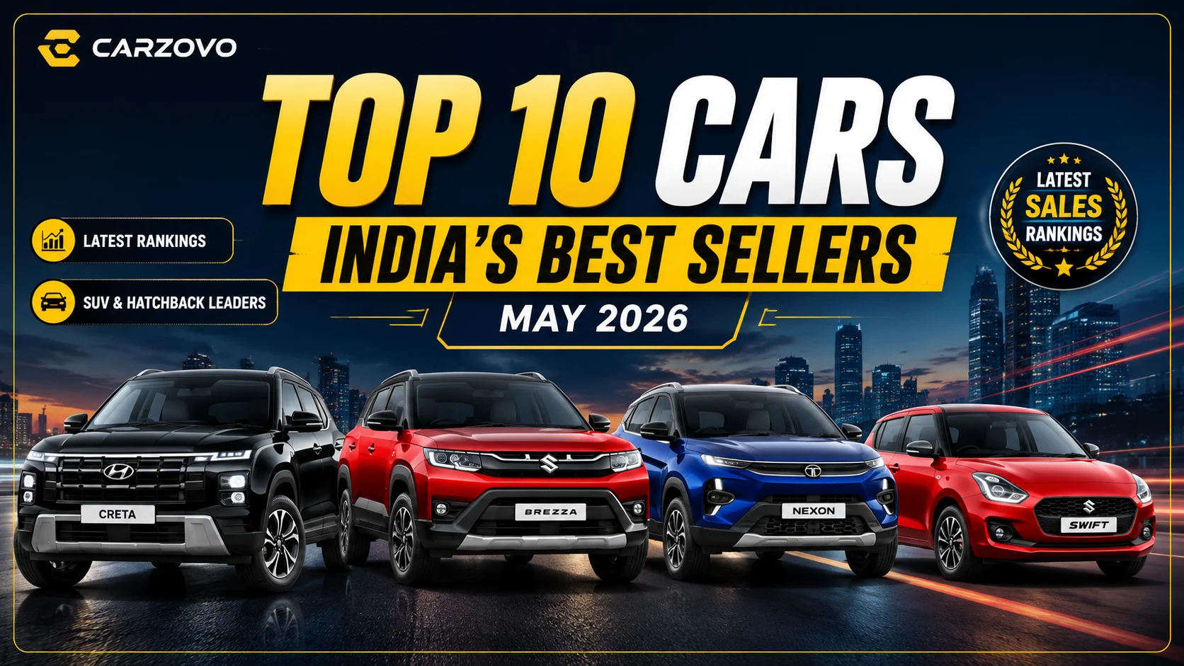 Top 10 Highest Selling Cars in India (May 2026)