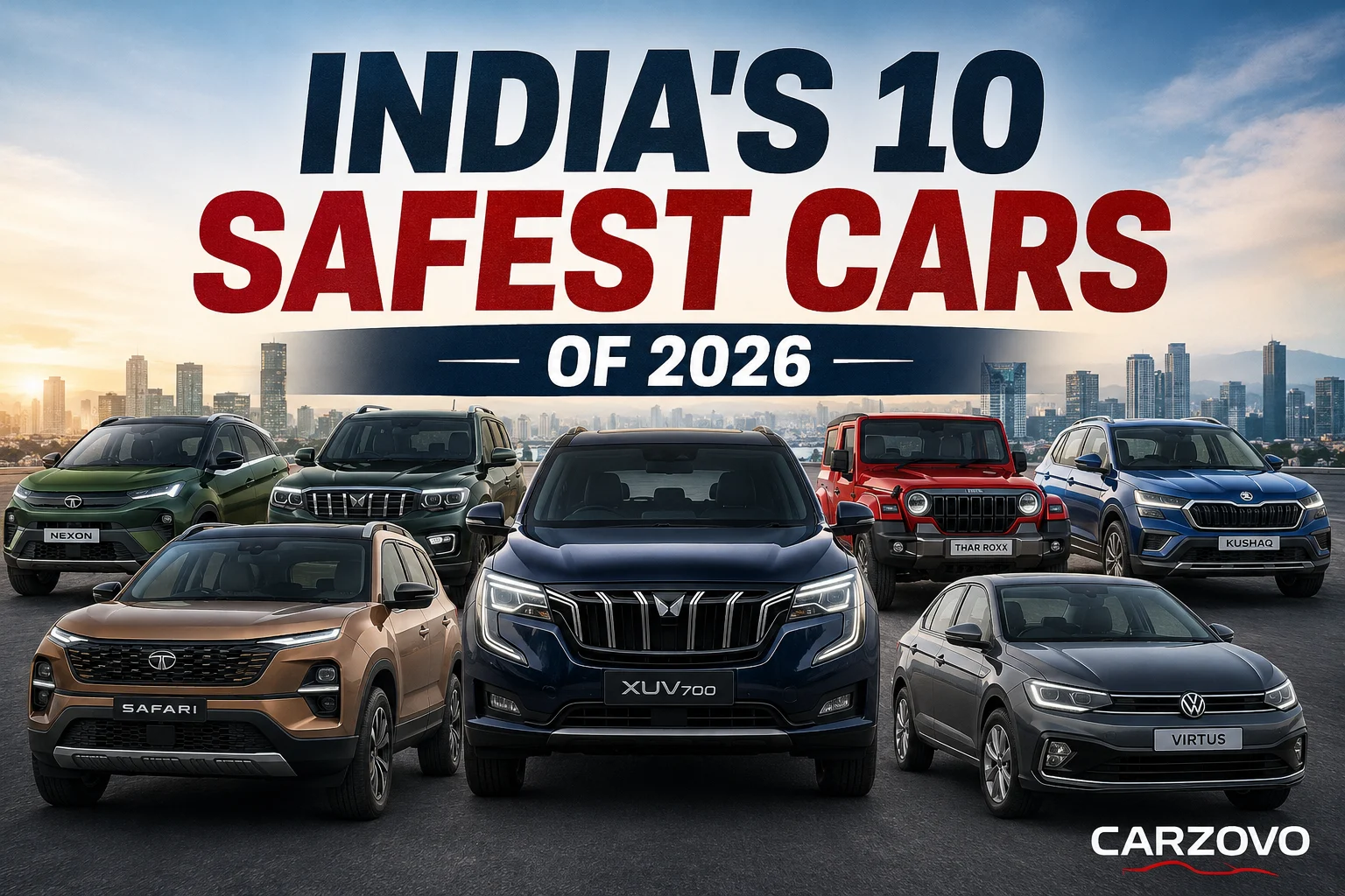 Safest cars in India 2026 comparison by Carzovo