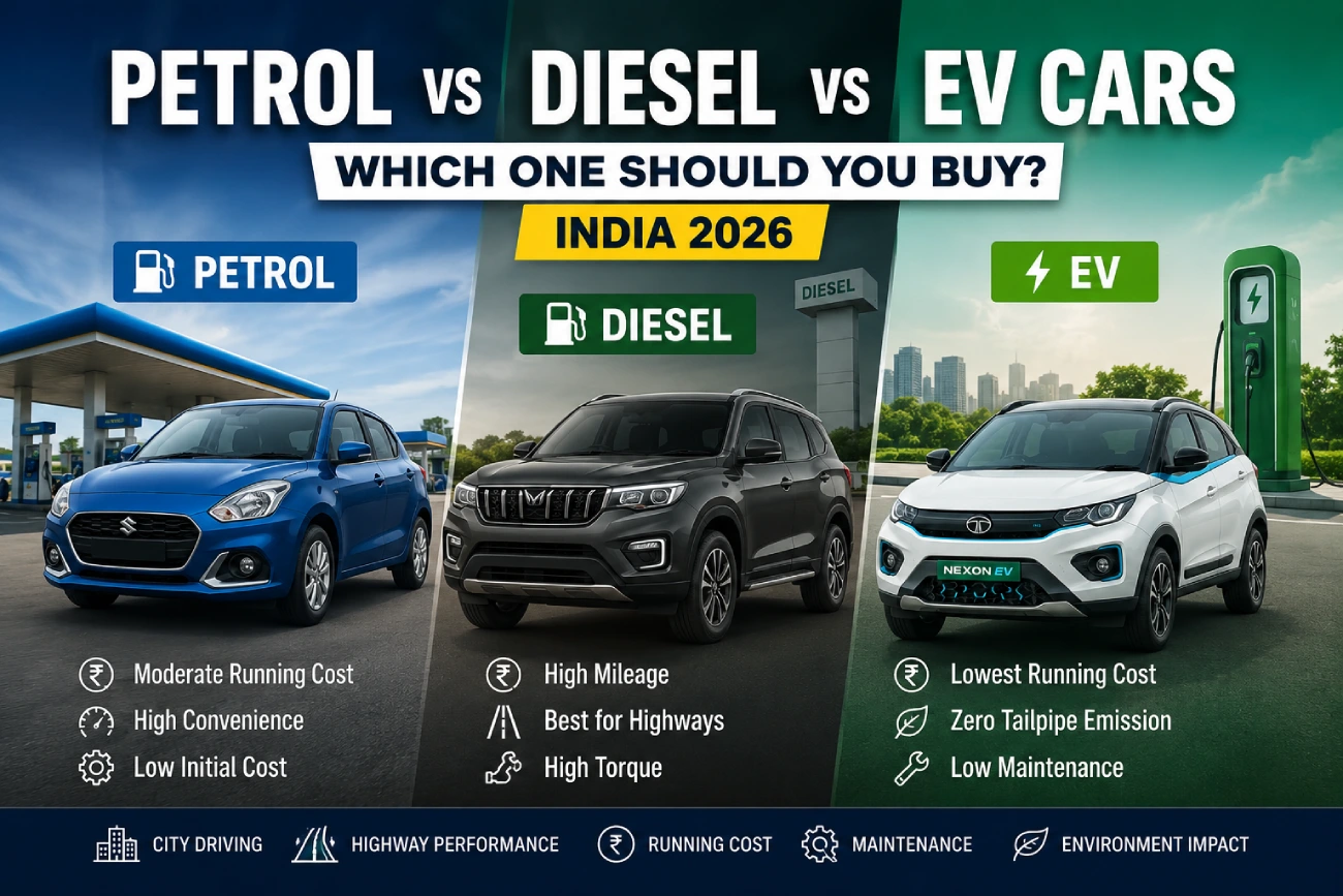 Petrol vs diesel vs EV cars in India 2026 comparison