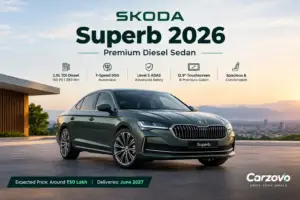 Skoda Superb 2026 premium diesel sedan exterior | Carzovo